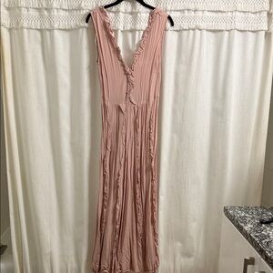 H&M Blush Pink Ruffle Maxi Dress